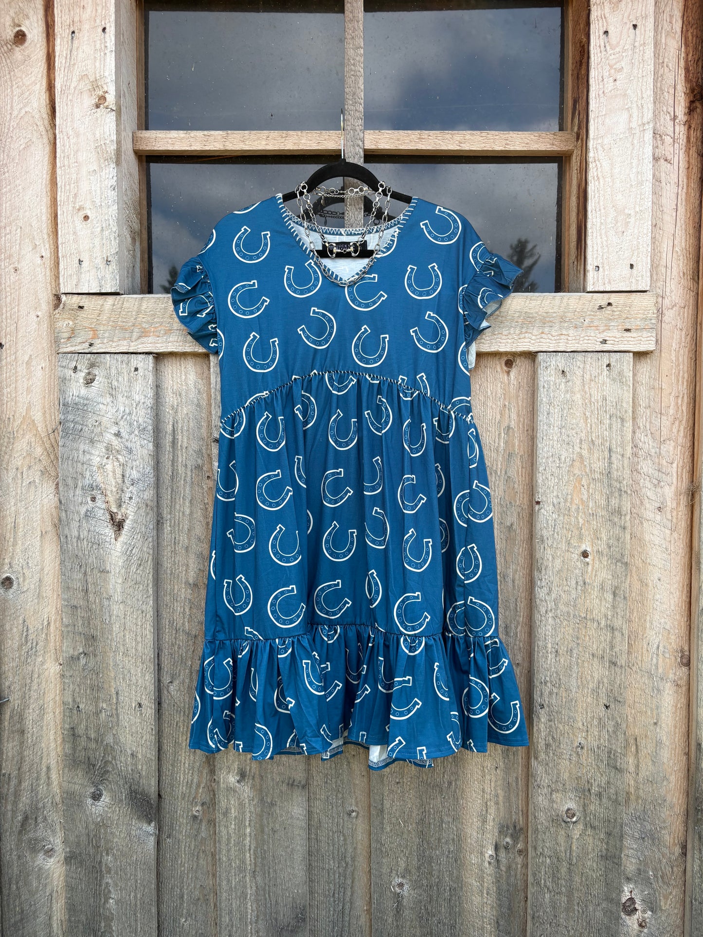 Horseshoe Ruffle Sleeved Dress