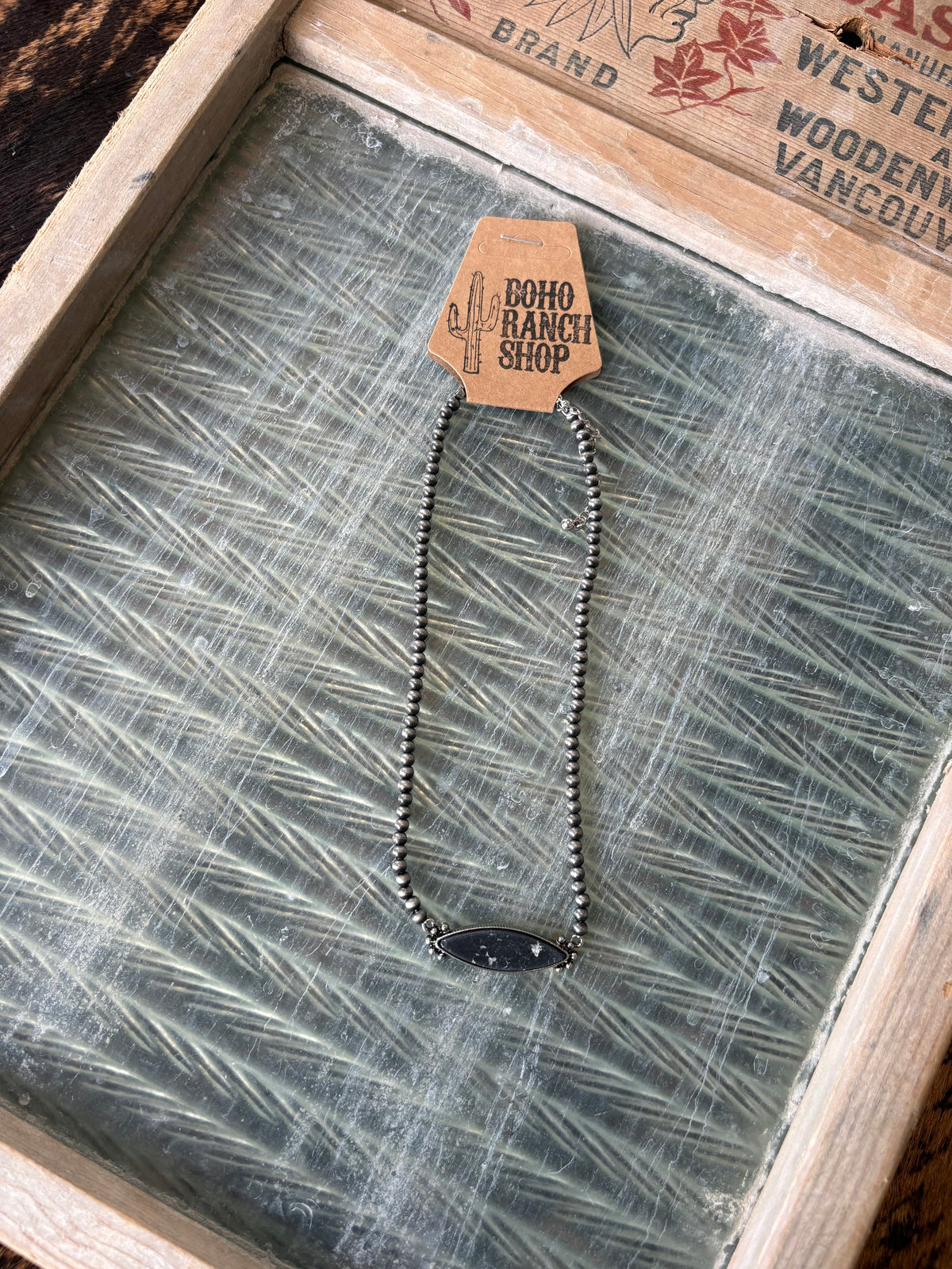 FAUX Black Navajo Bar Necklace