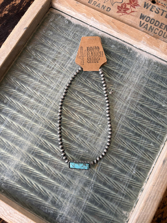 FAUX Navajo & Turquoise Bar Necklace