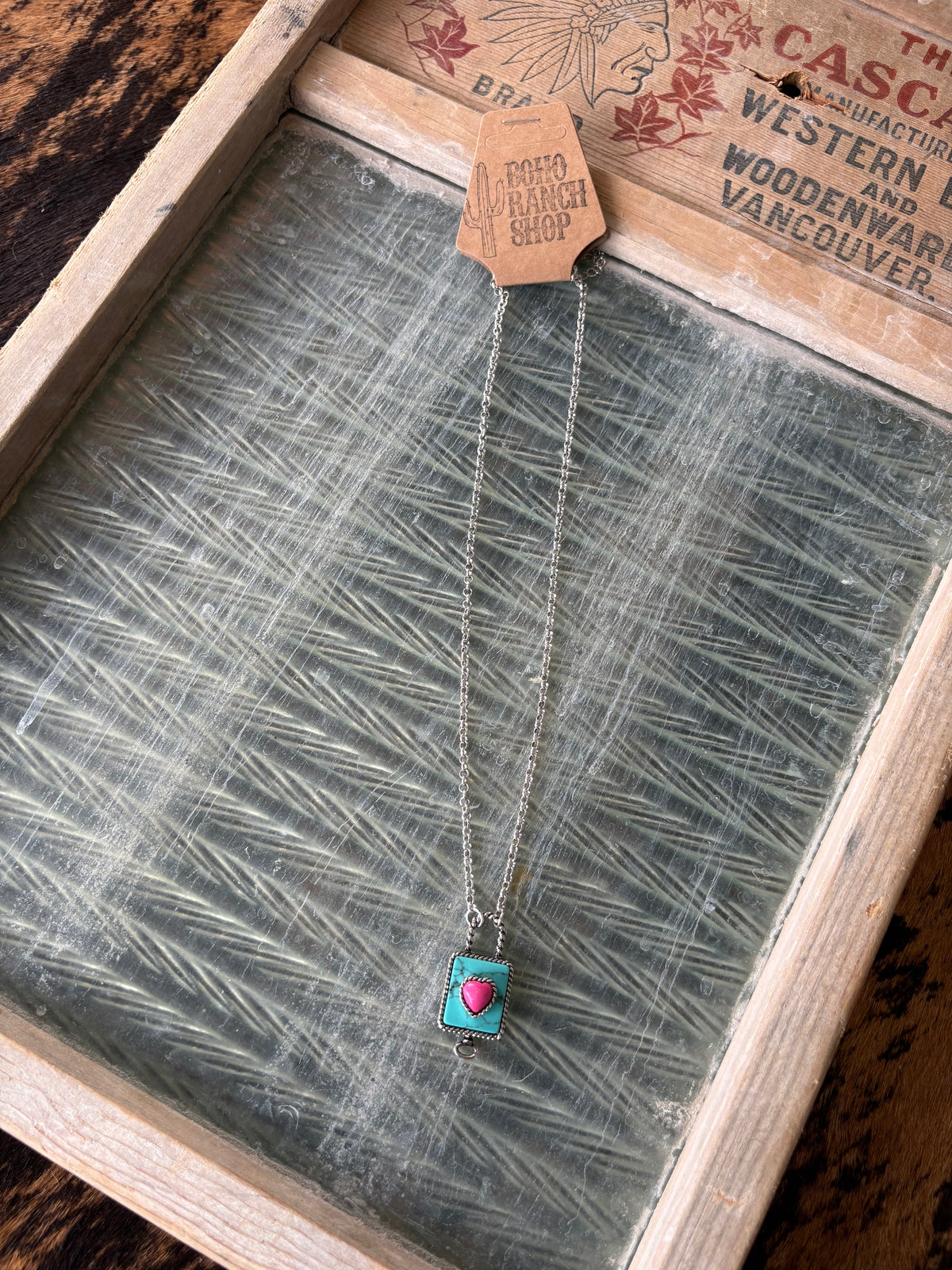 FAUX Turquoise Locket Necklace
