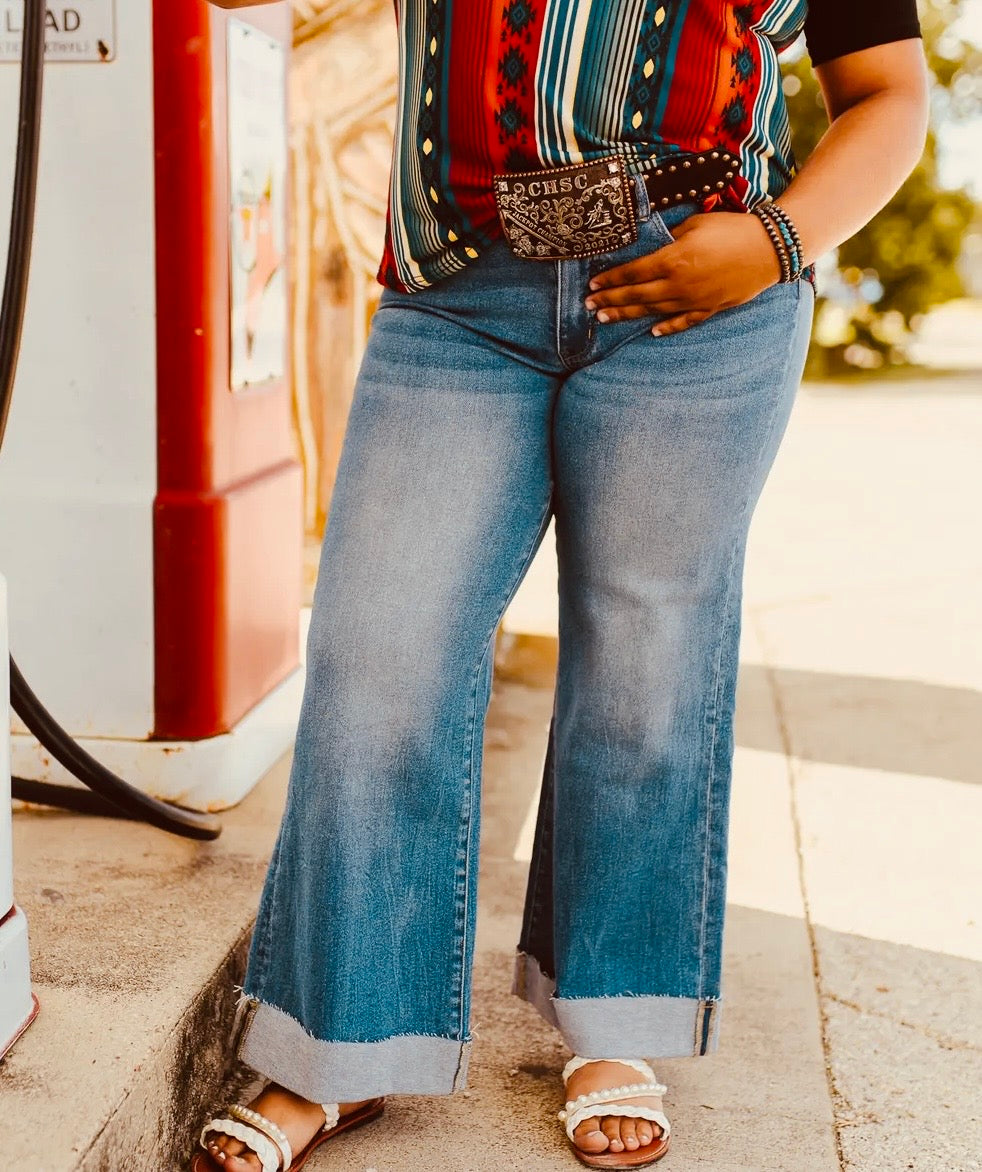 Vanessa Cuffed Wide Leg - Jeans