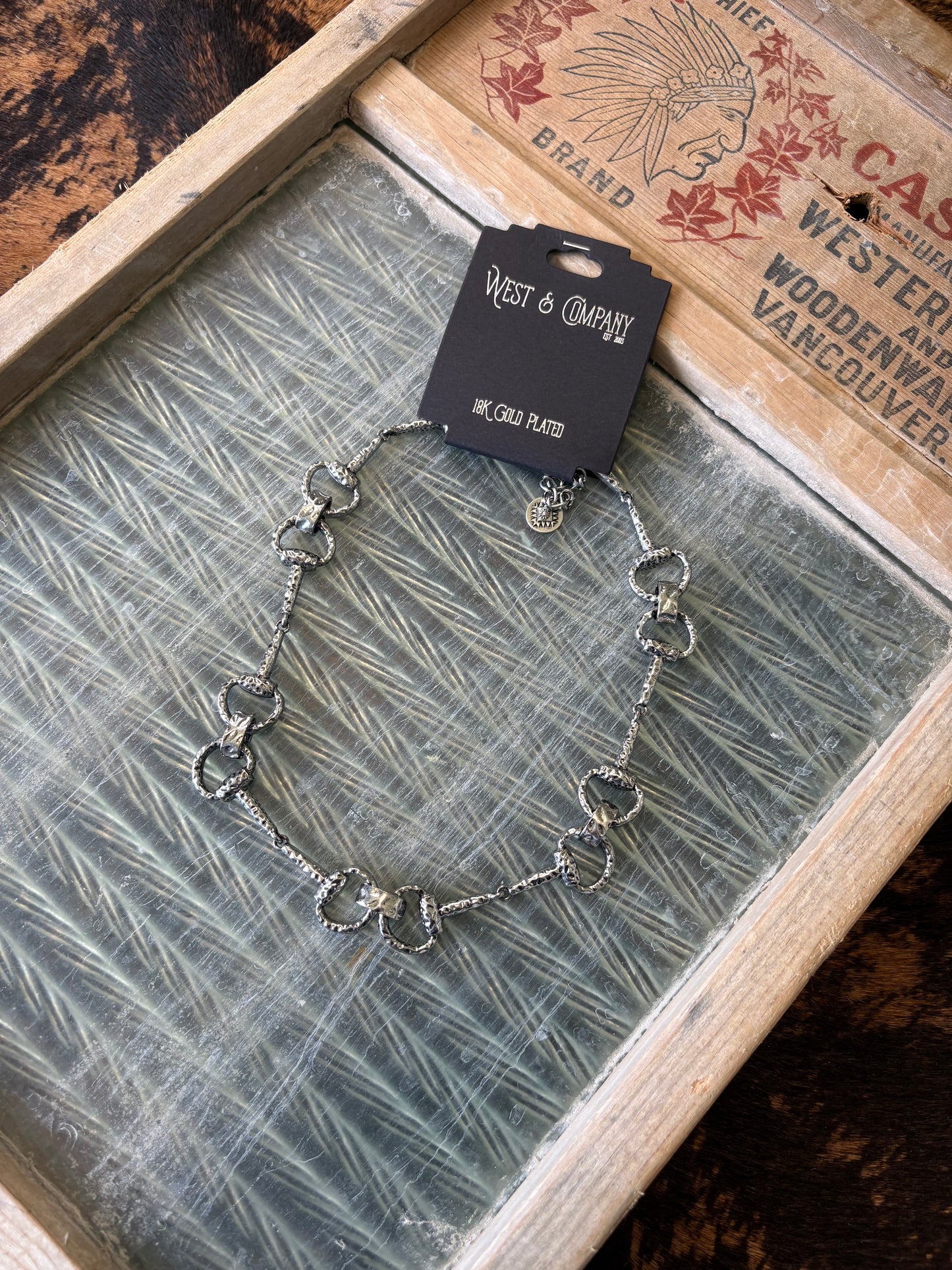 18K White Gold Plated Linked Bit Necklace