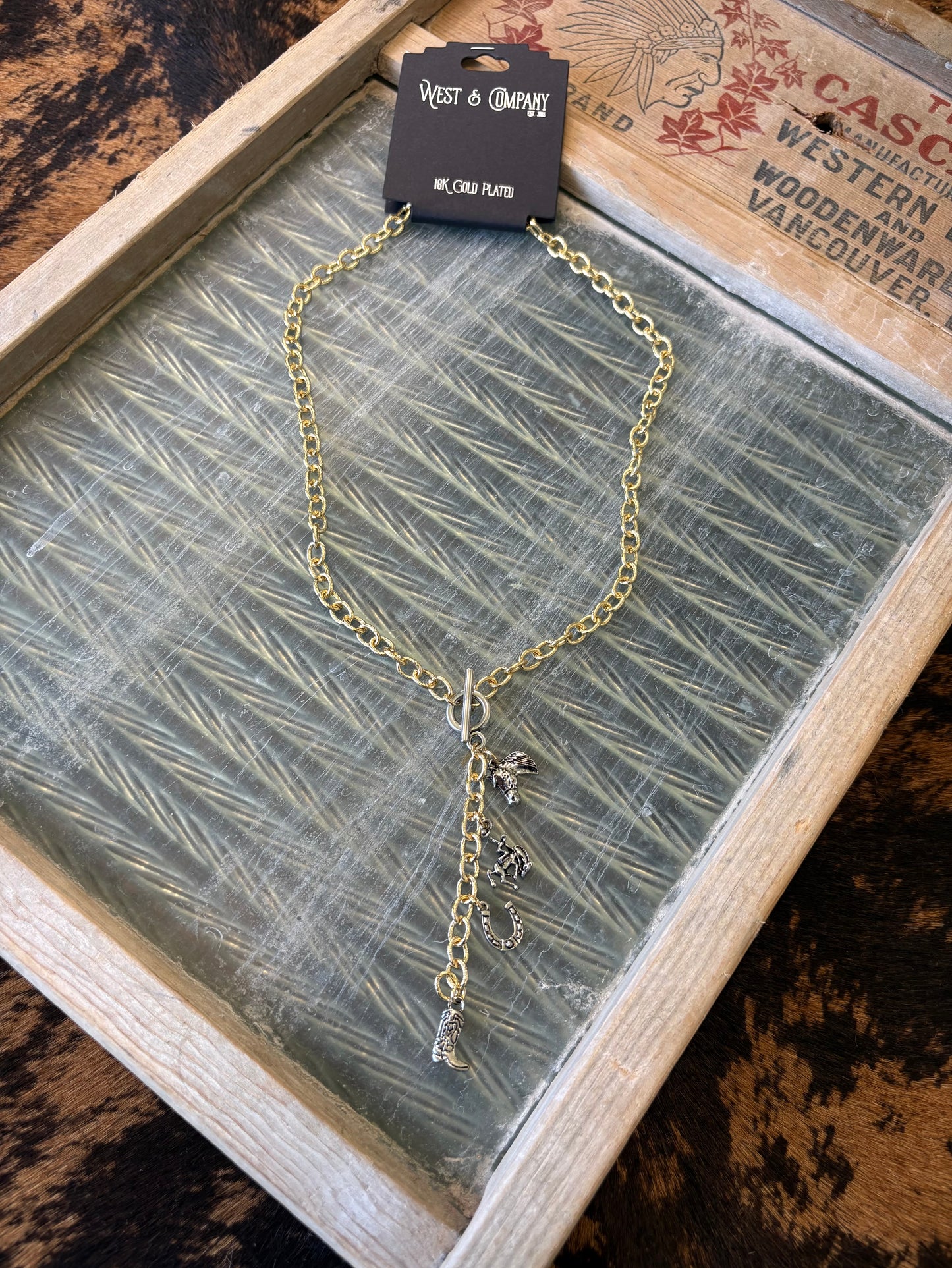 18K Gold Plated Two Tone Charm Lariat