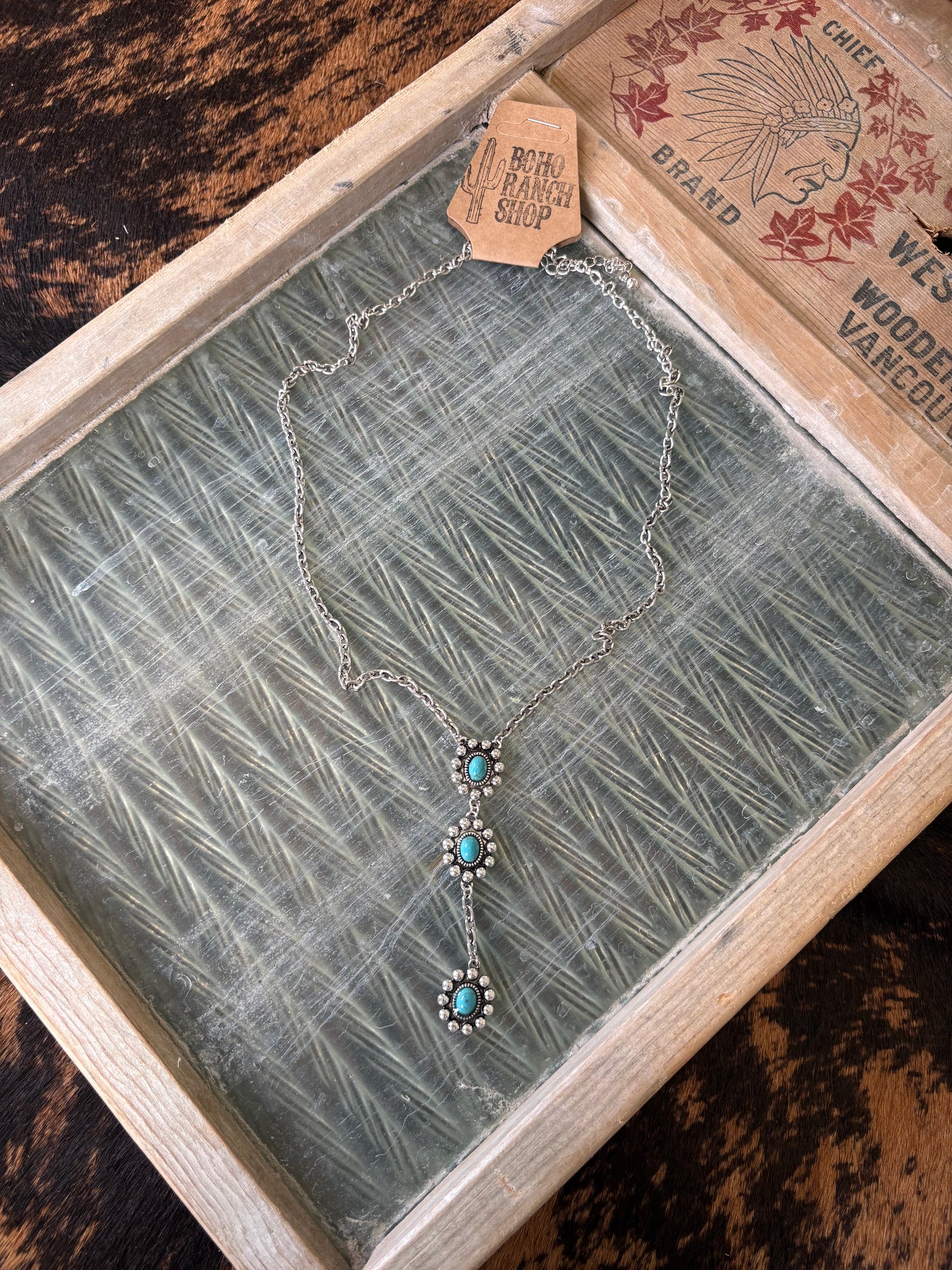 FAUX Western Bubbled Turquoise Lariat