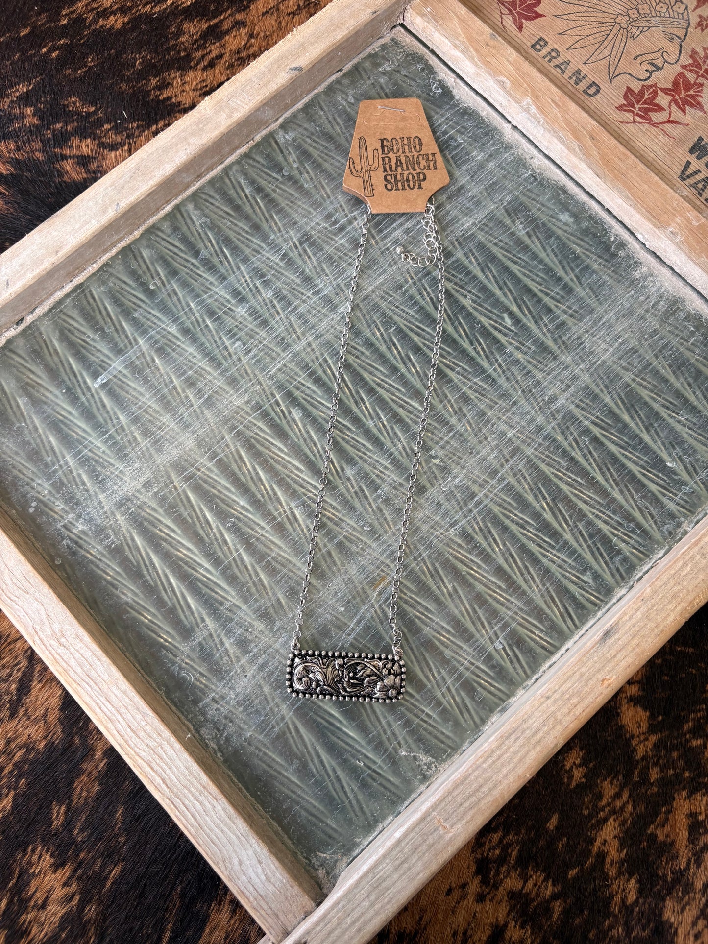 FAUX Western Tooled Bar Necklace