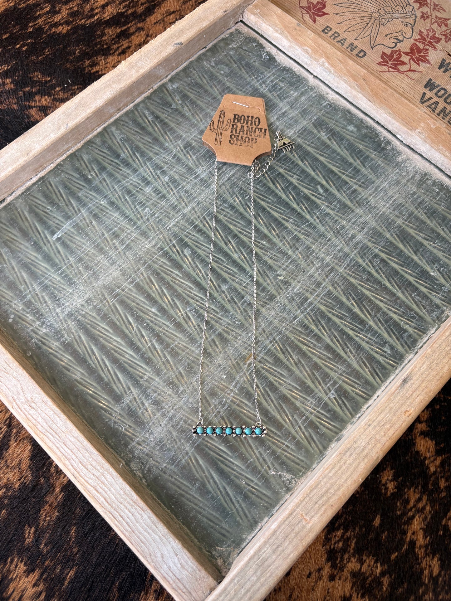 FAUX Turquoise Beaded Bar Necklace