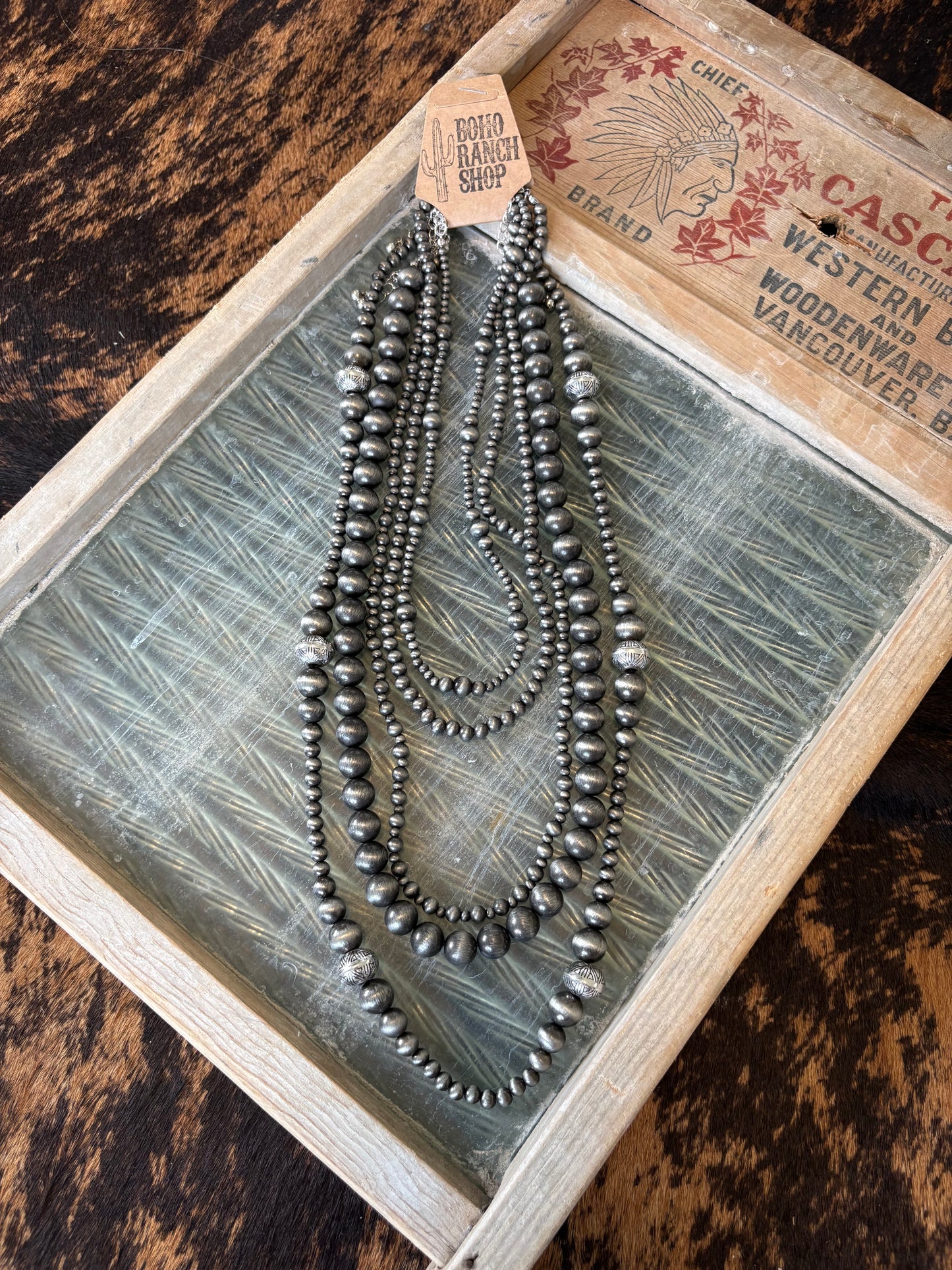 FAUX 5 Layer Western Navajo Bead Necklace Set