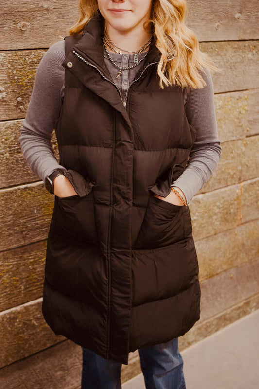 Long Puffer Vest - Oversized
