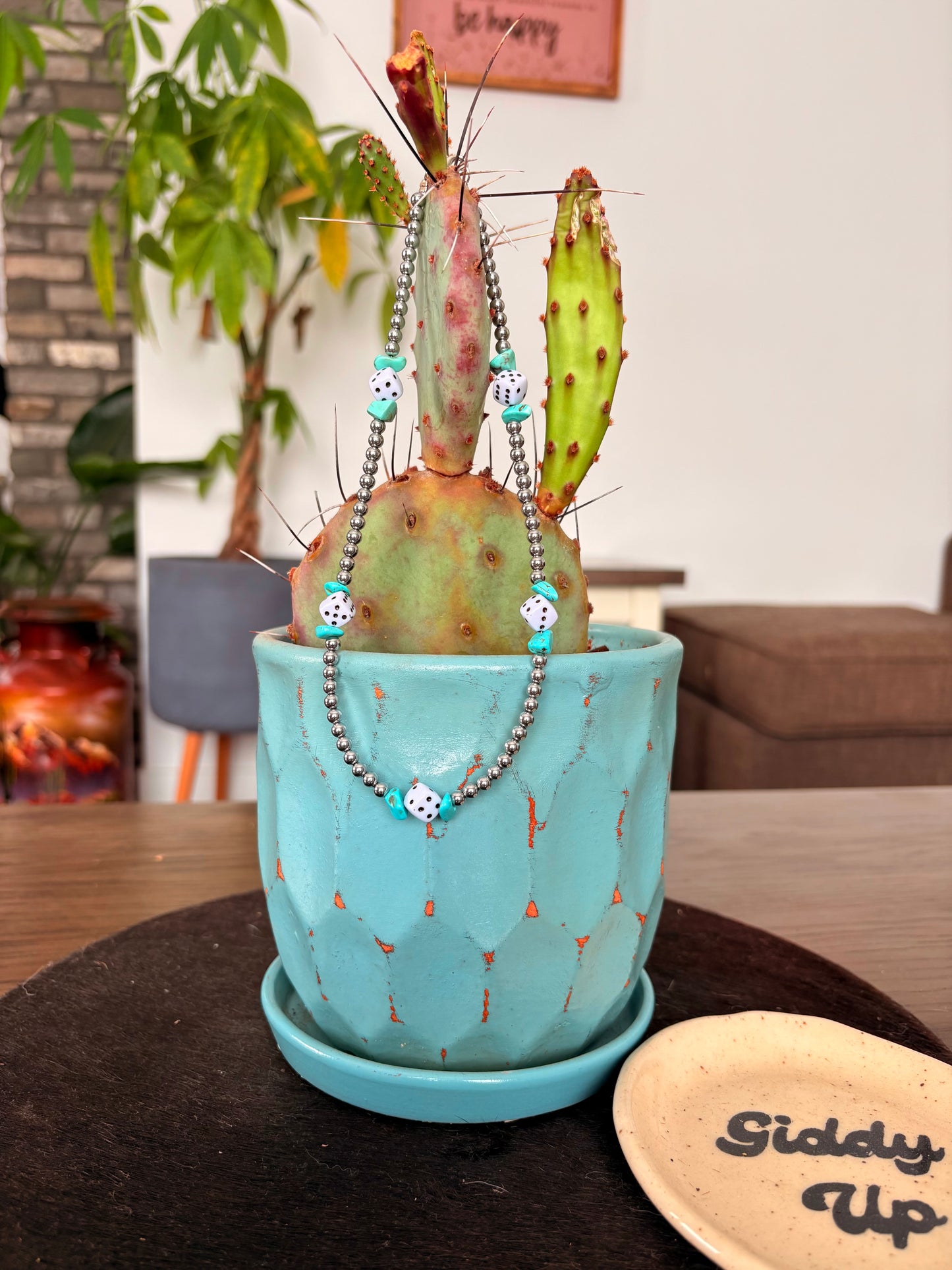 Turquoise Chip Dice - Necklace