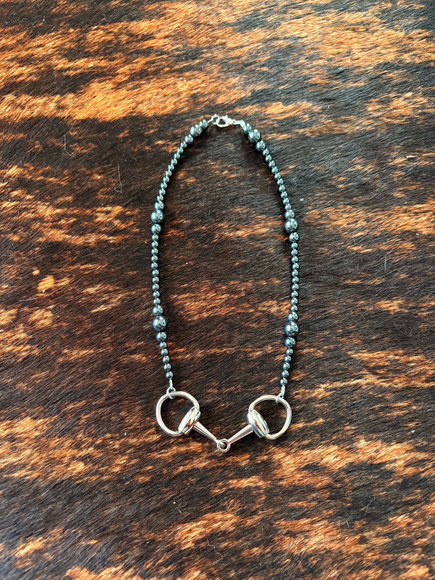 Graduated Hematite Snaffle - Necklace