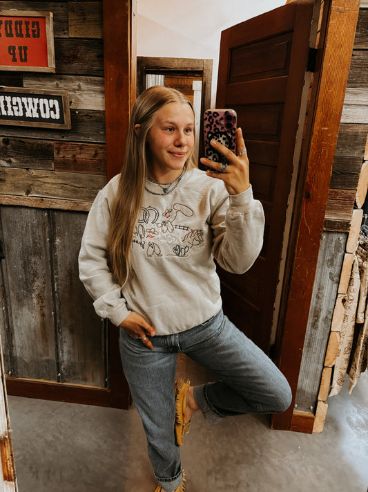 Oh Shoot Embroidered Crewneck