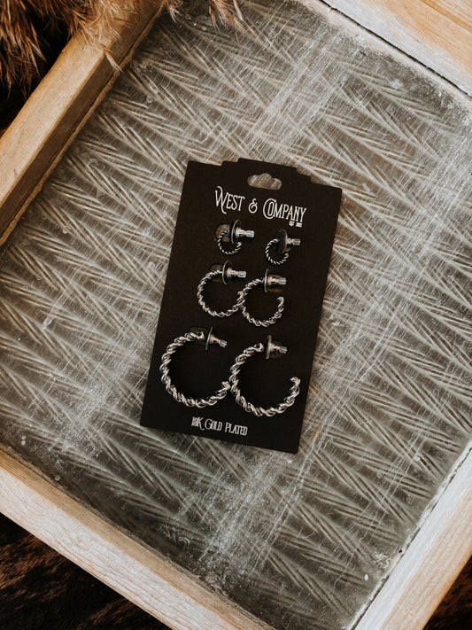 18K White Gold Twisted Wire Hoops