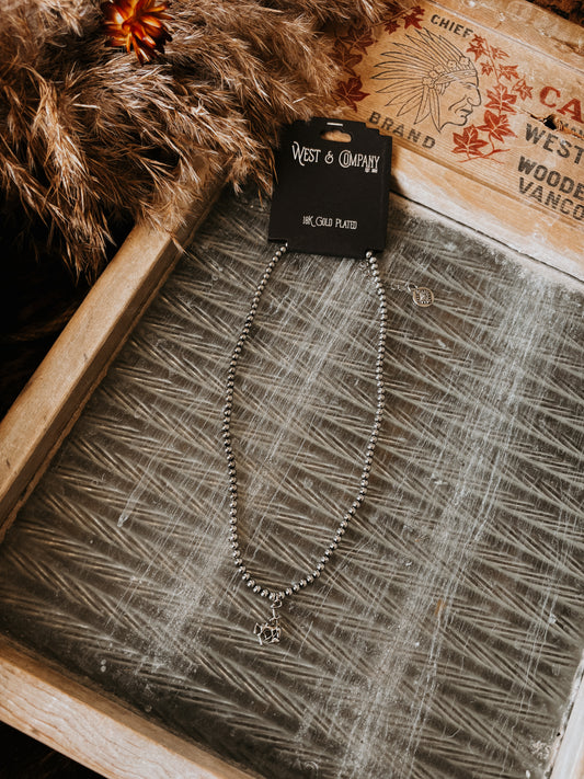 18K White Gold Bucking Horse Necklace