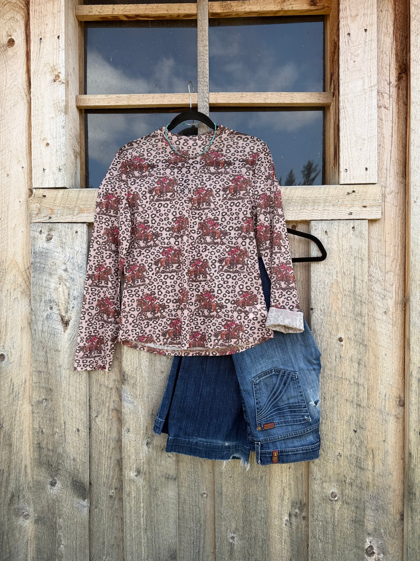 Leopard Bucking Bronc Mesh Top