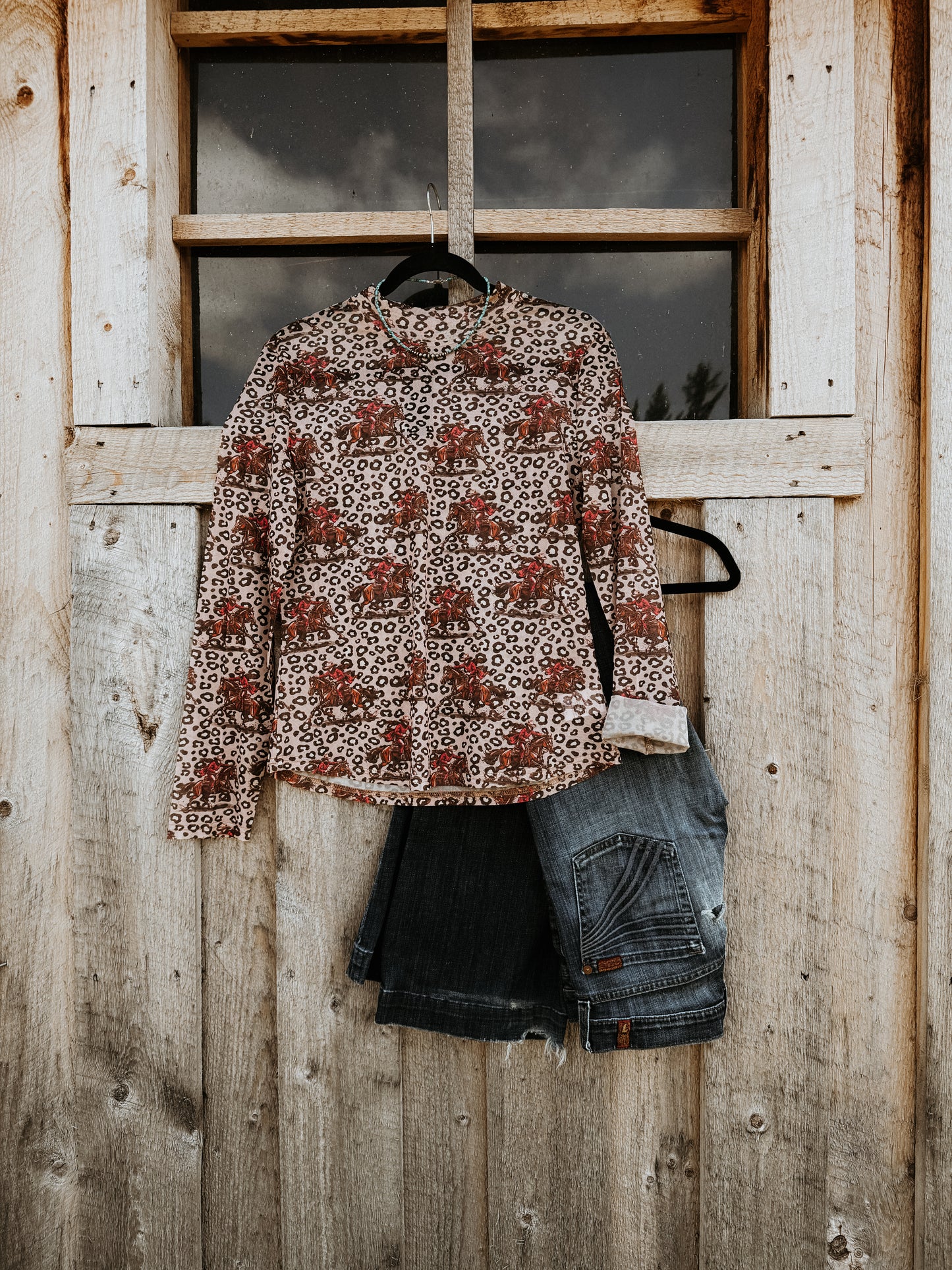 Leopard Bucking Bronc Mesh Top