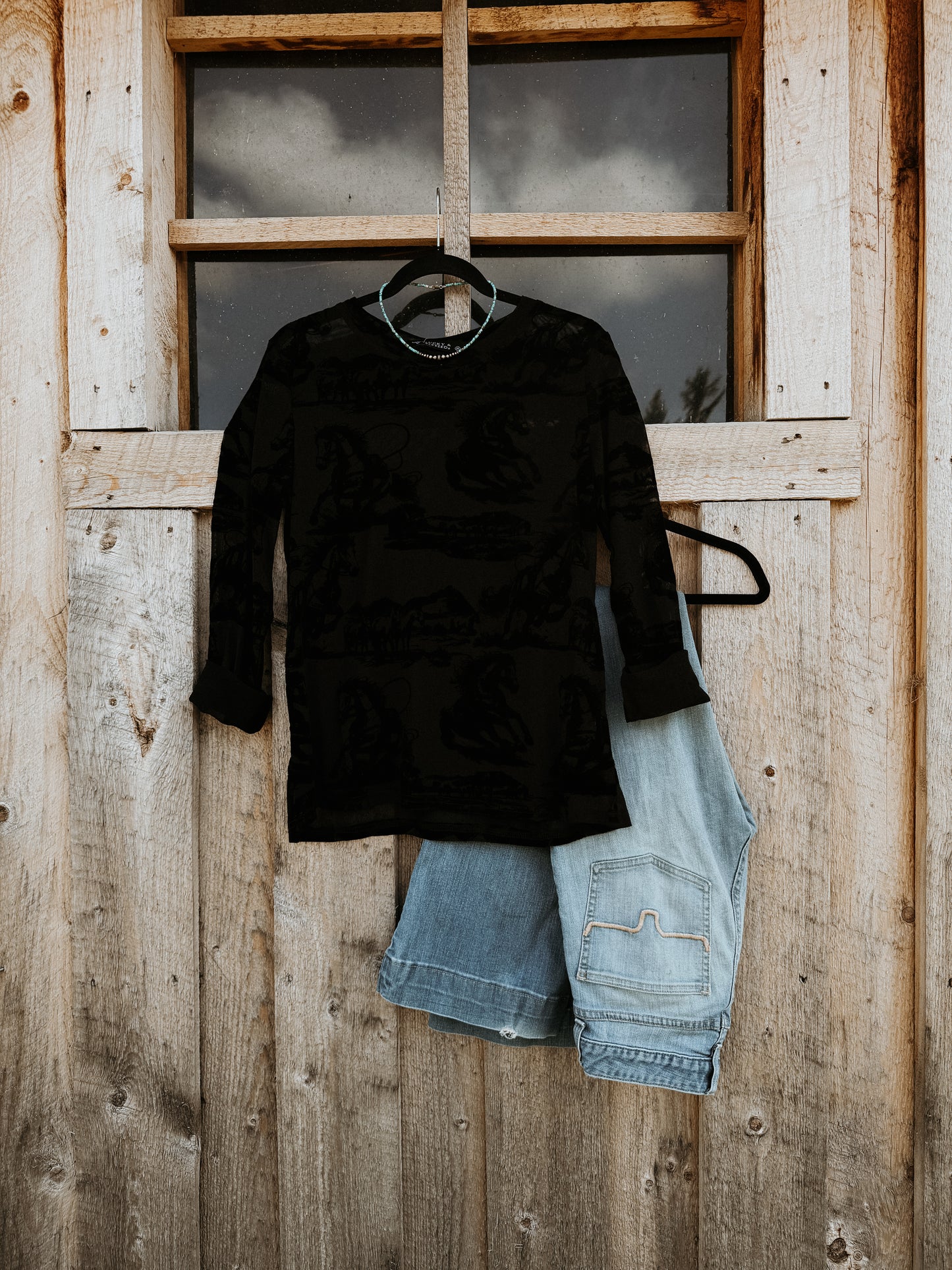 Black Horse Burnout Mesh Top