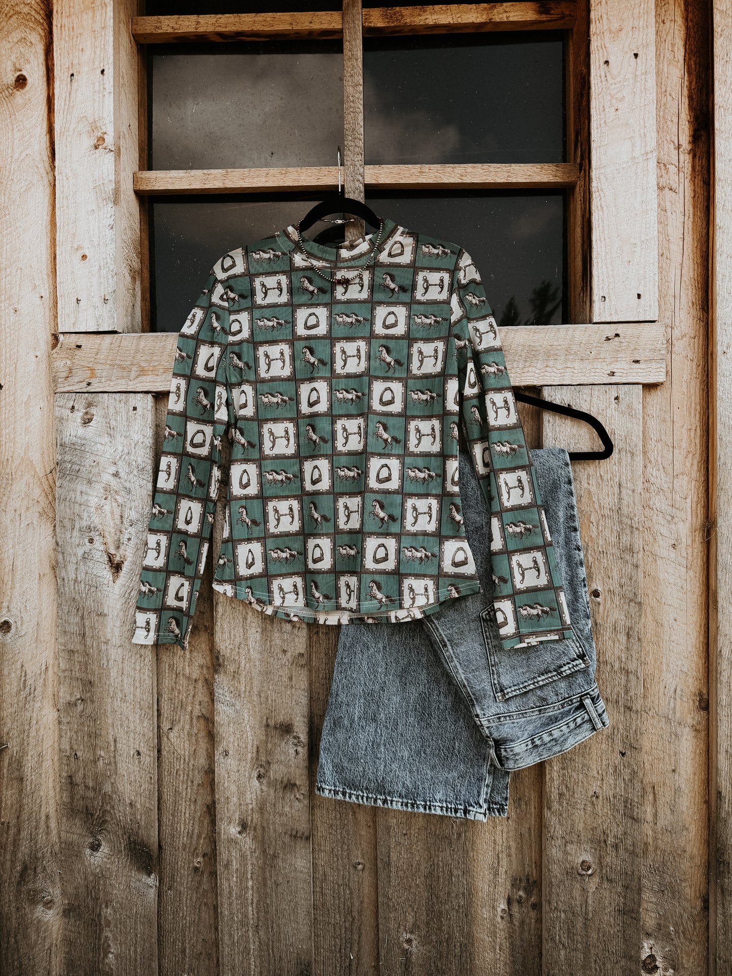 Sage Western Mesh Top