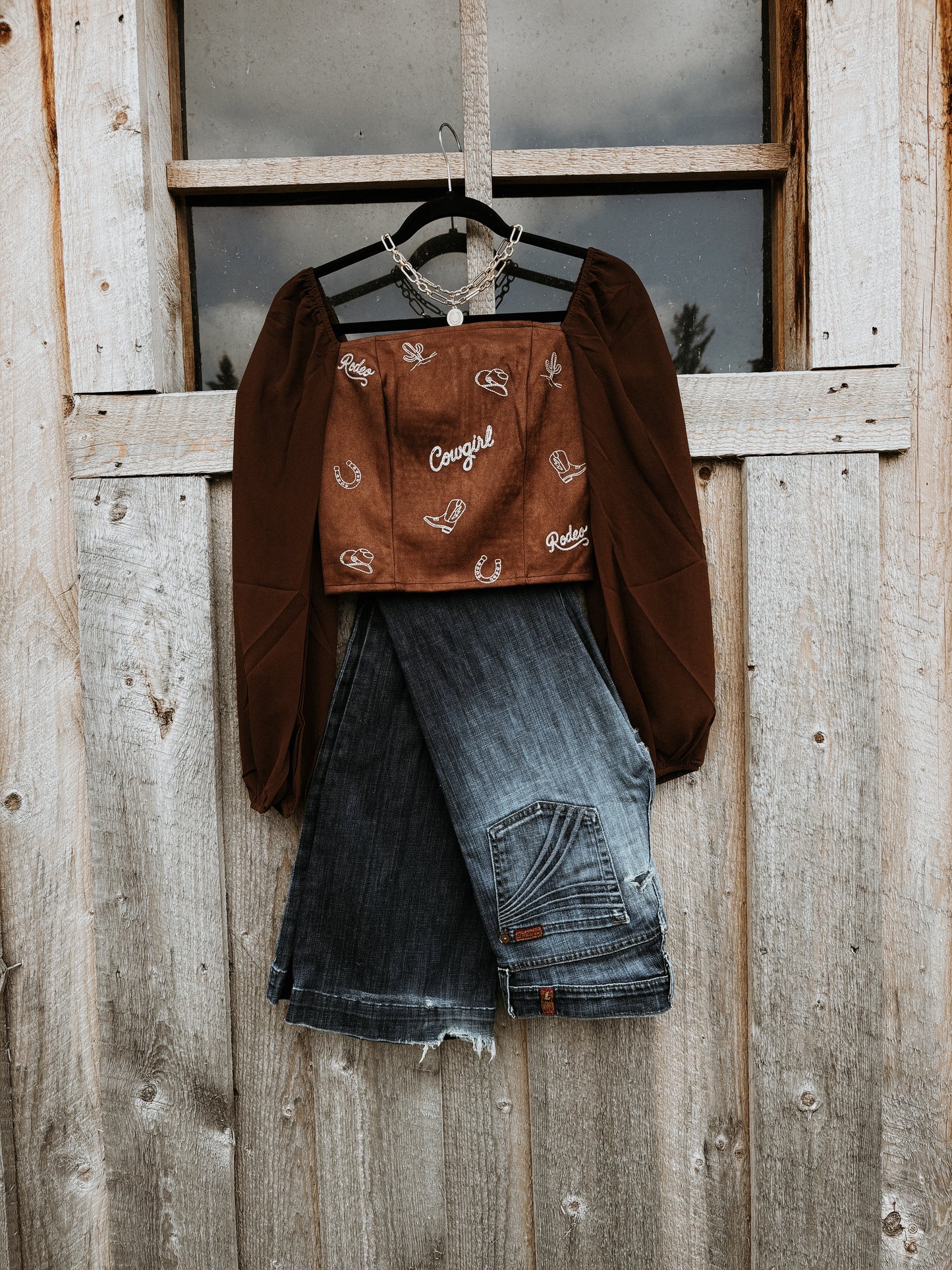 Brown Embroidered Corset Top
