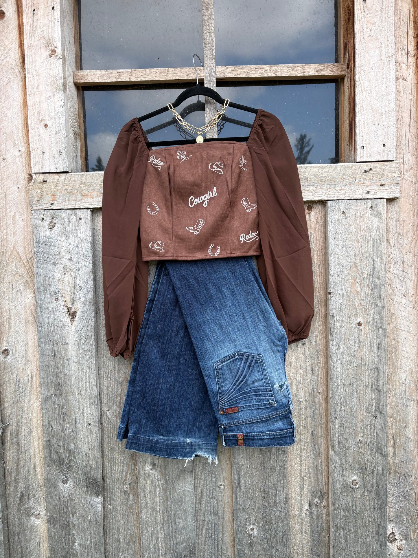 Brown Embroidered Corset Top