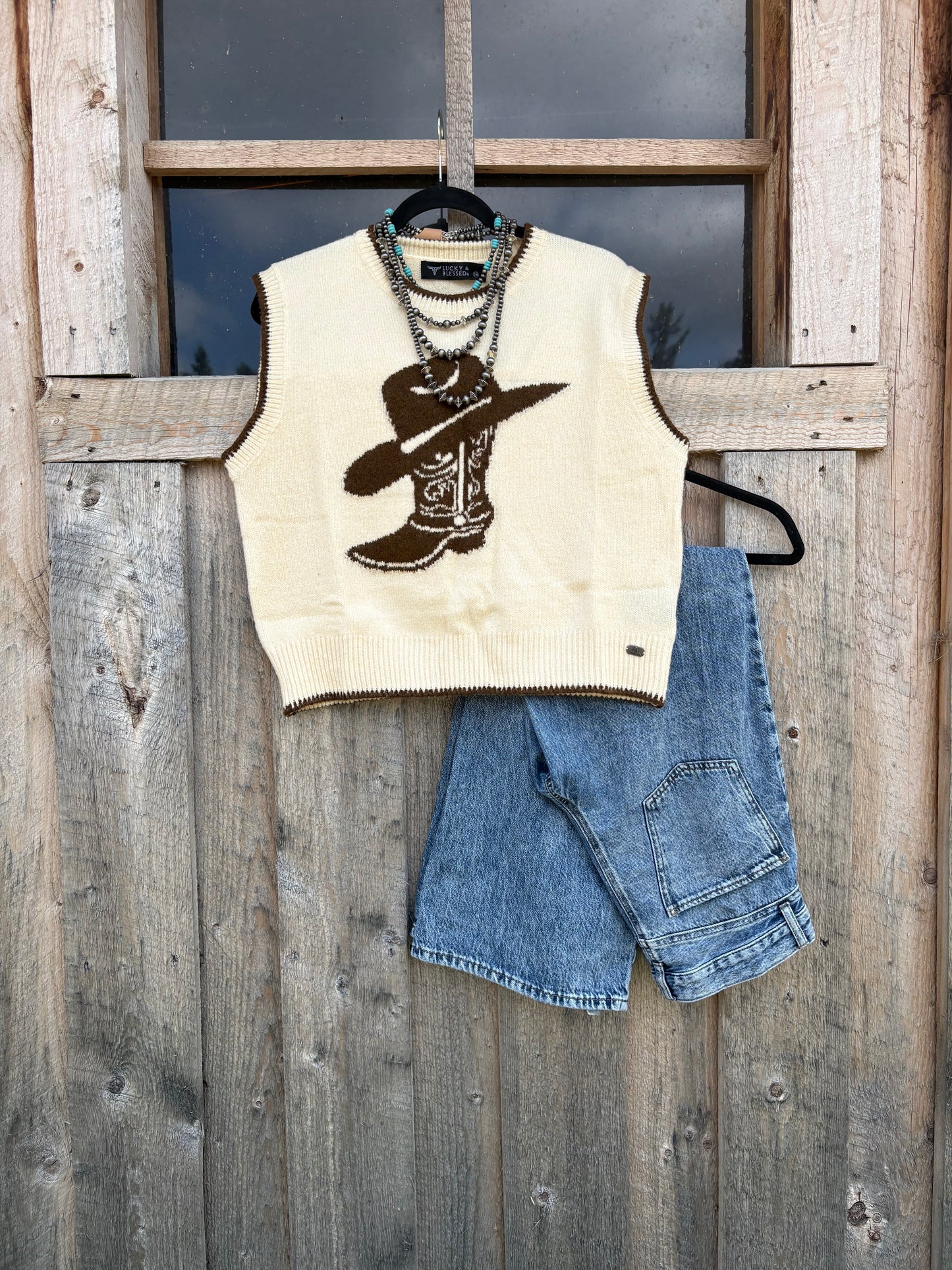 Cowboy Boot Sweater Vest