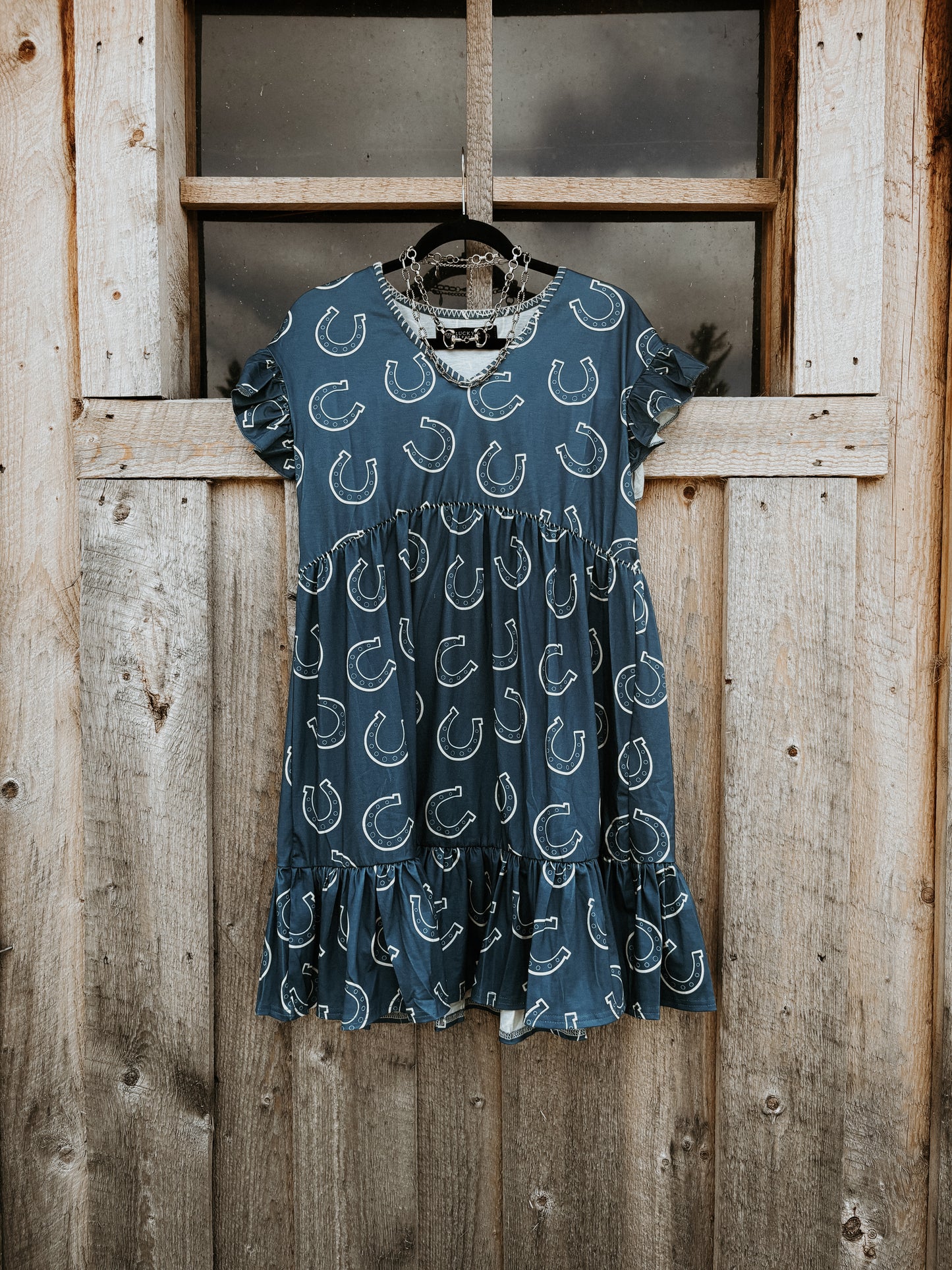 Horseshoe Ruffle Sleeved Dress