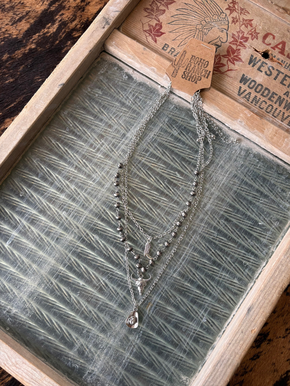 FAUX 3 Layer Western  Styled Pendant Necklace