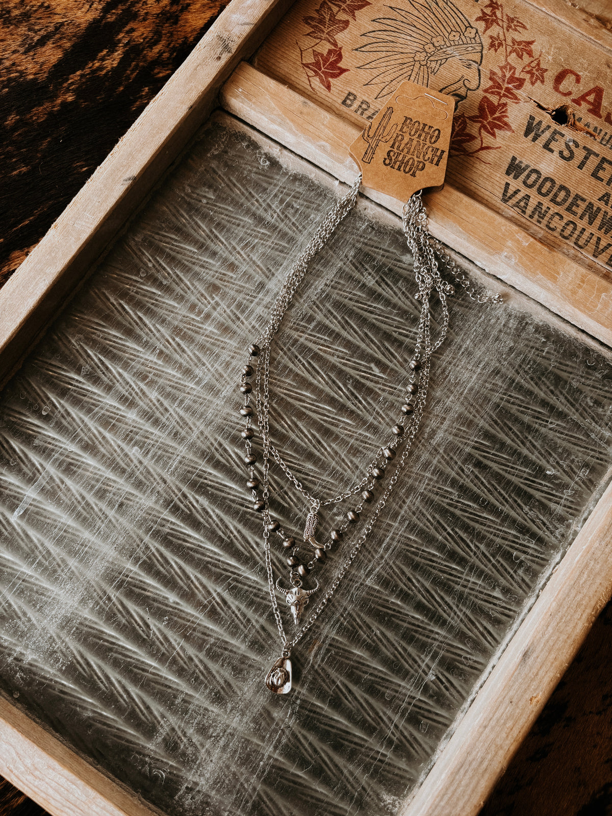 FAUX 3 Layer Western  Styled Pendant Necklace