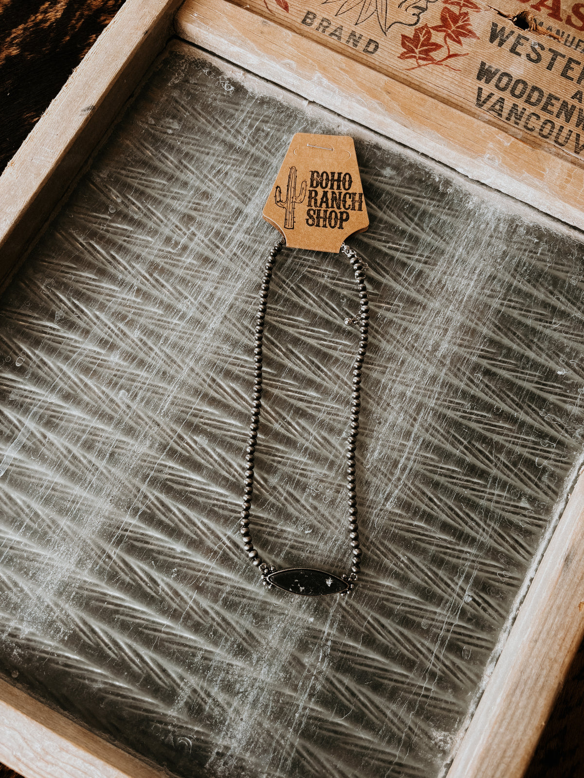 FAUX Black Navajo Bar Necklace