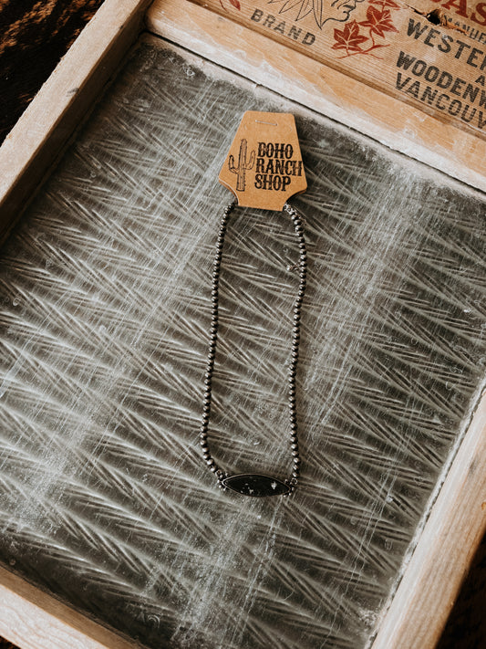 FAUX Black Navajo Bar Necklace