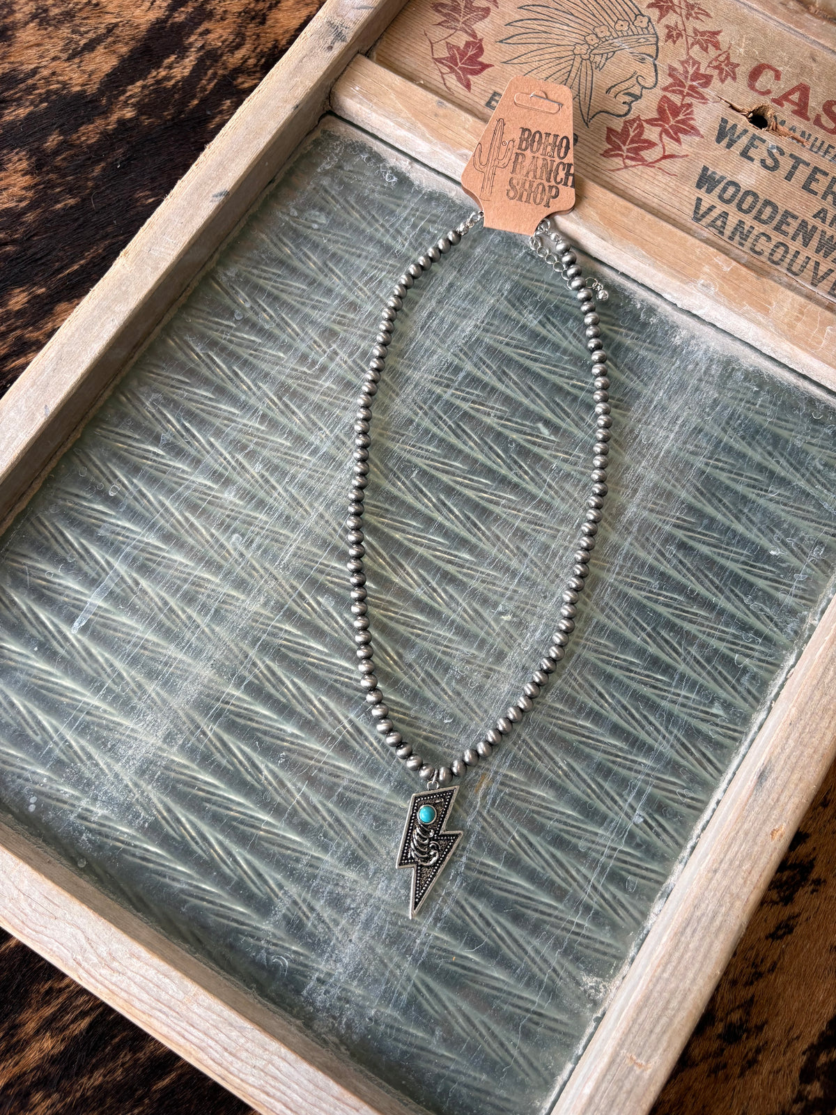 FAUX Turquoise Thunderbolt Necklace