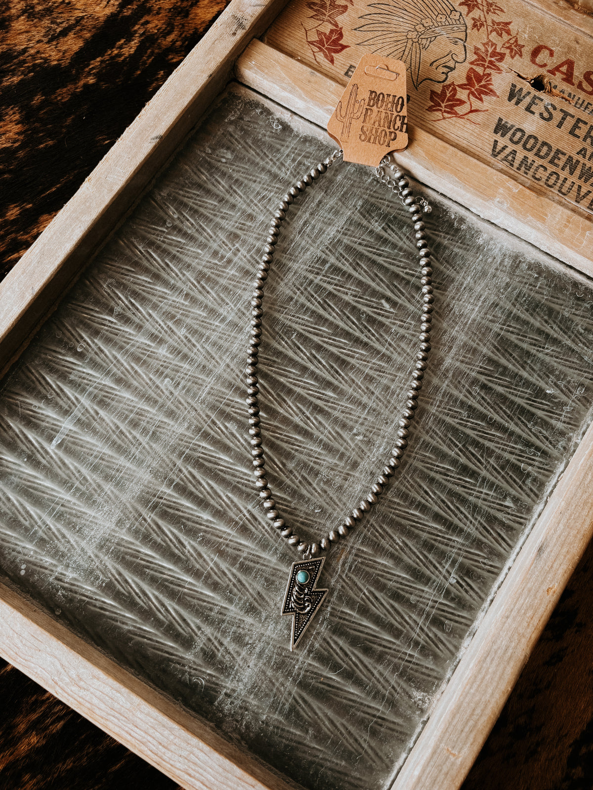 FAUX Turquoise Thunderbolt Necklace