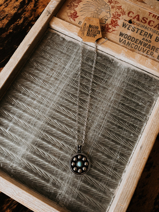 FAUX Silver Bubble & Turquoise Necklace