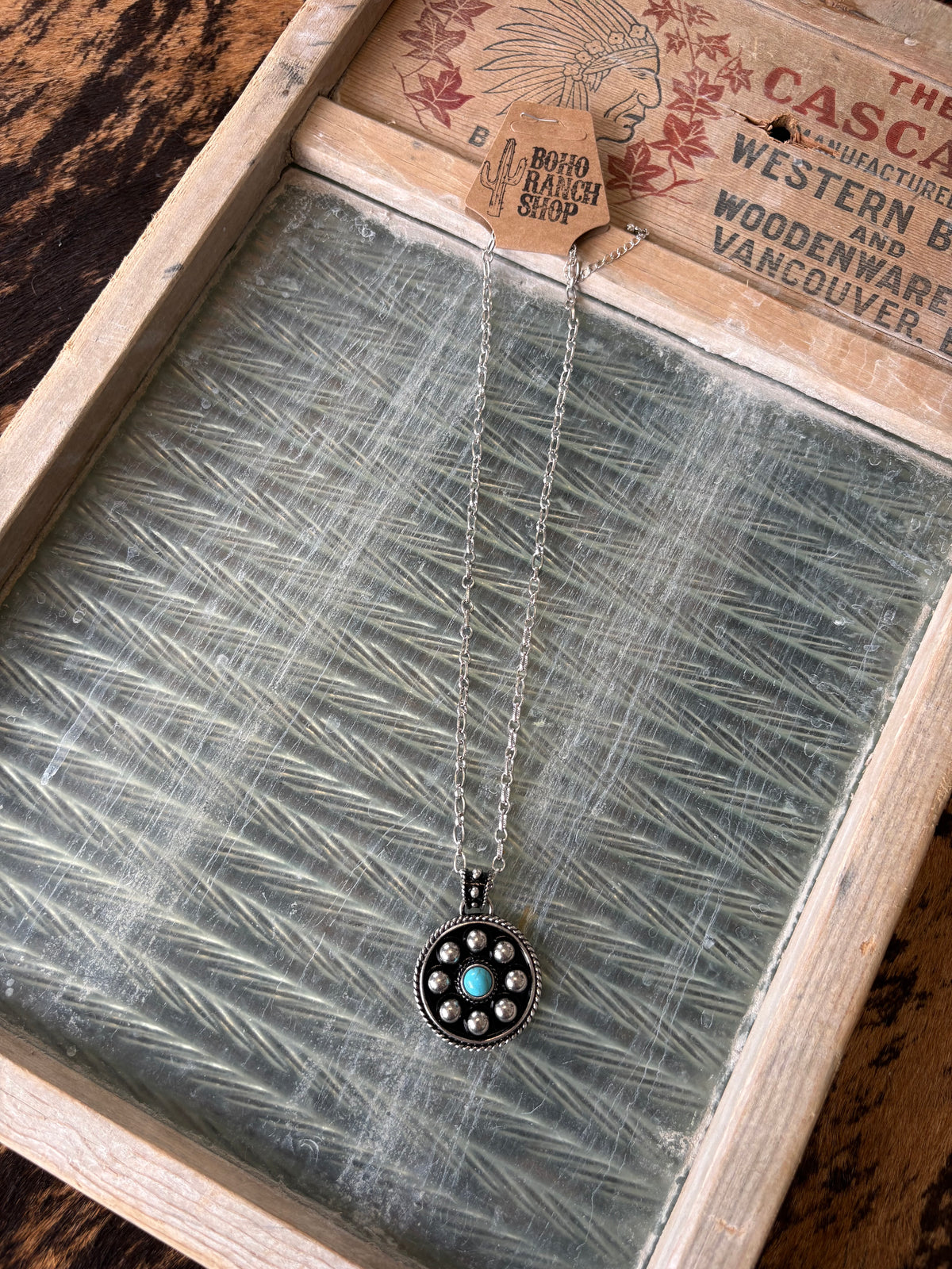 FAUX Silver Bubble & Turquoise Necklace