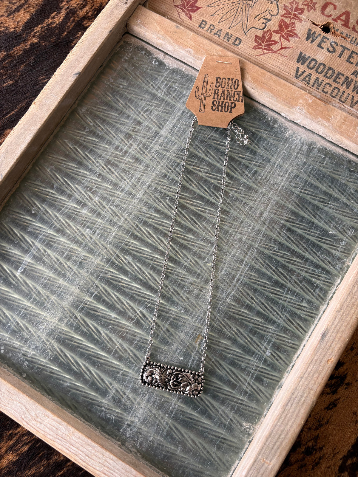 FAUX Tooled Bar Necklace
