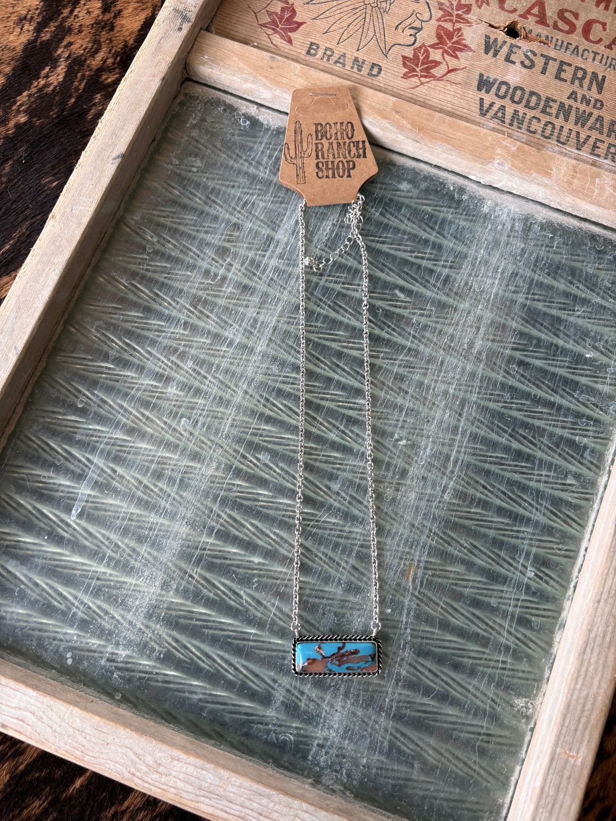 FAUX Orange & Turquoise Bar Necklace