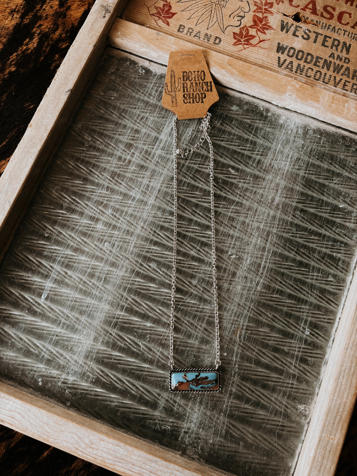 FAUX Orange & Turquoise Bar Necklace