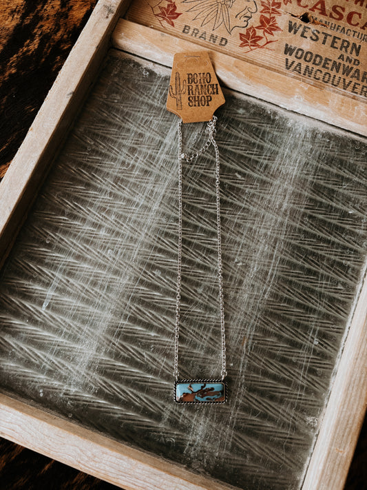 FAUX Orange & Turquoise Bar Necklace