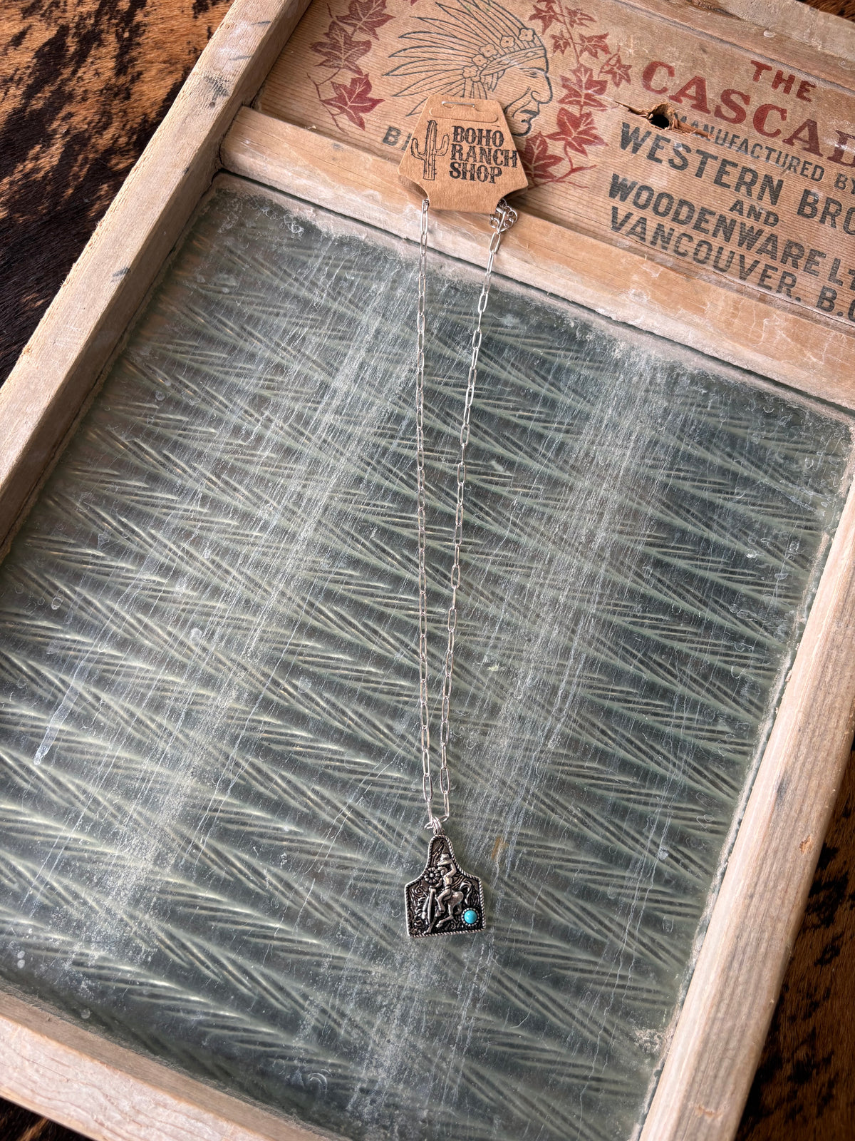 FAUX Western Cowboy Cattle Tag Necklace