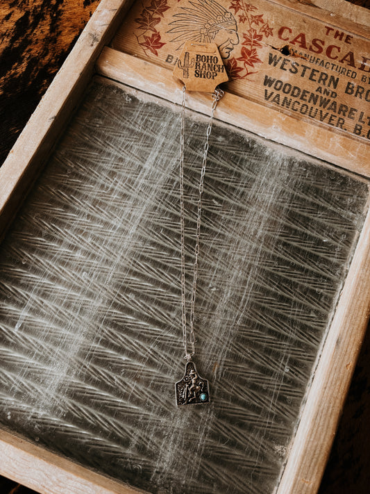 FAUX Western Cowboy Cattle Tag Necklace