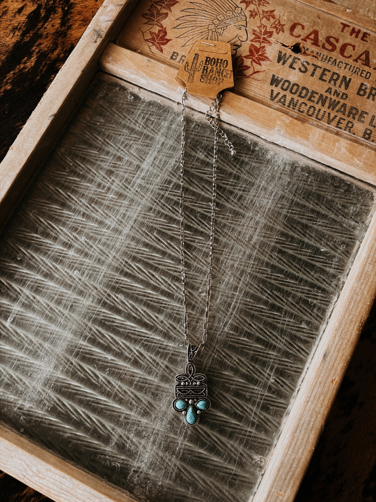 FAUX Turquoise Boot Stitch Necklace