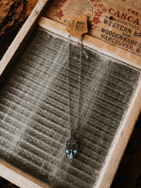 FAUX Turquoise Boot Stitch Necklace