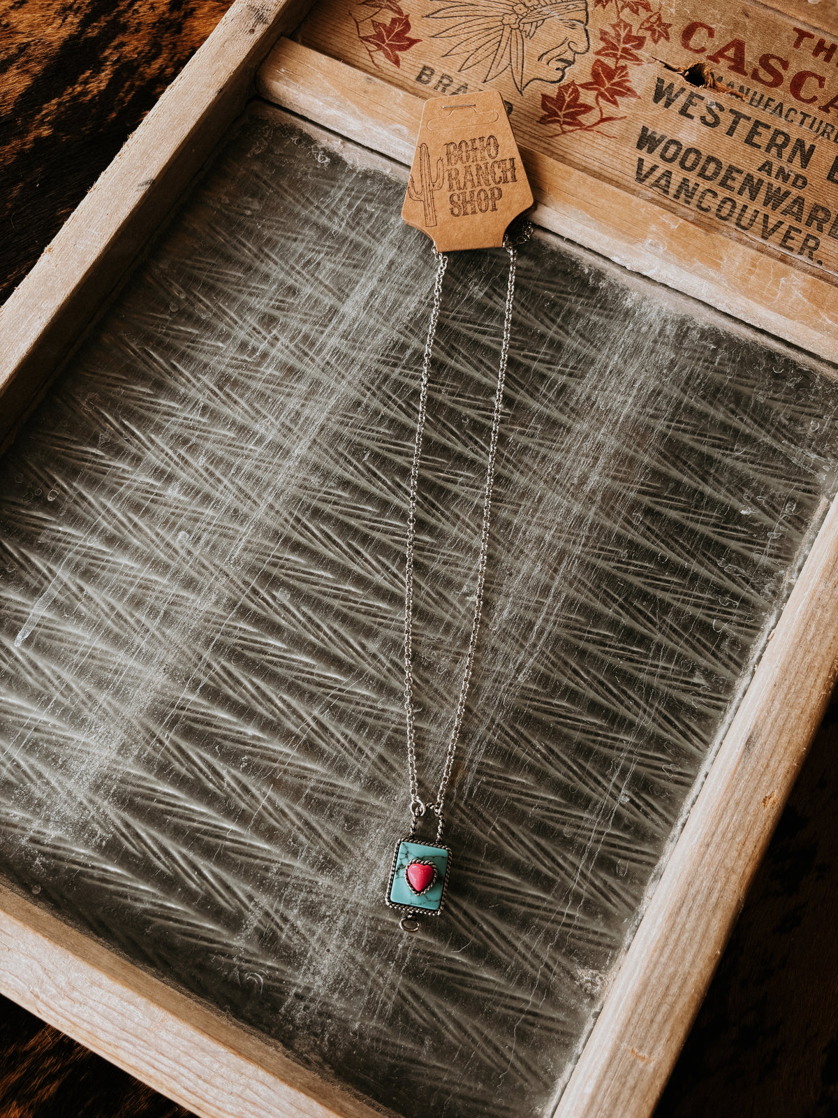 FAUX Turquoise Locket Necklace