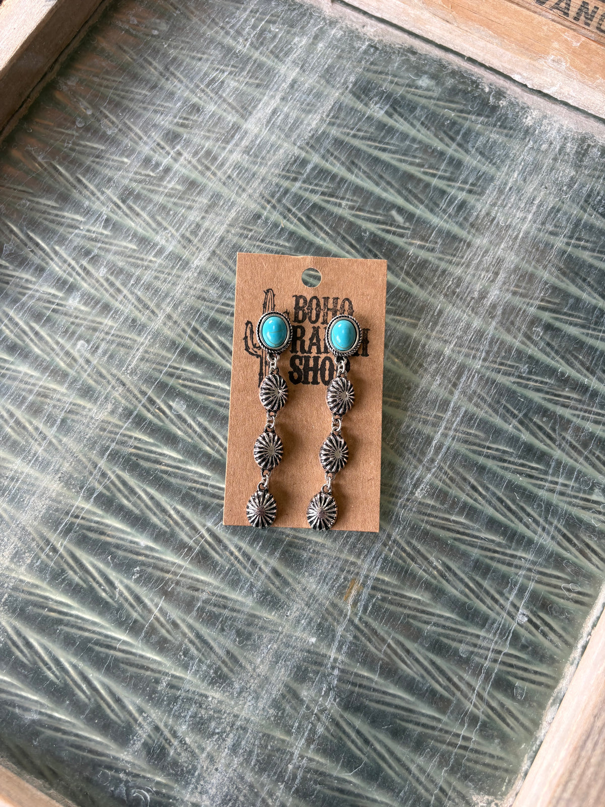 FAUX Western Concho & Turquoise Earrings