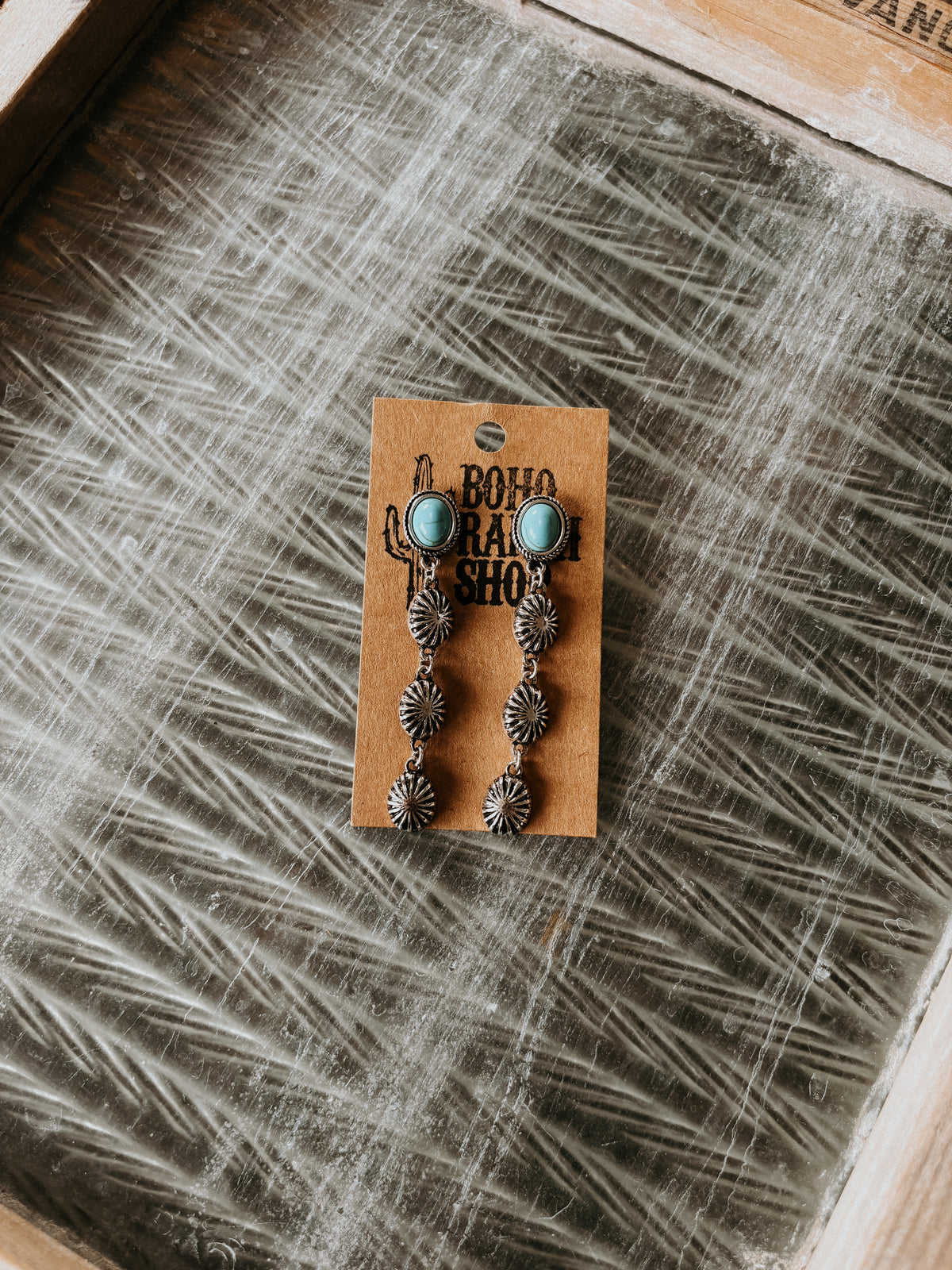 FAUX Western Concho & Turquoise Earrings