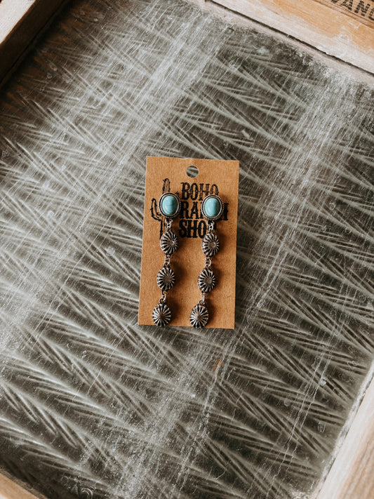 FAUX Western Concho & Turquoise Earrings