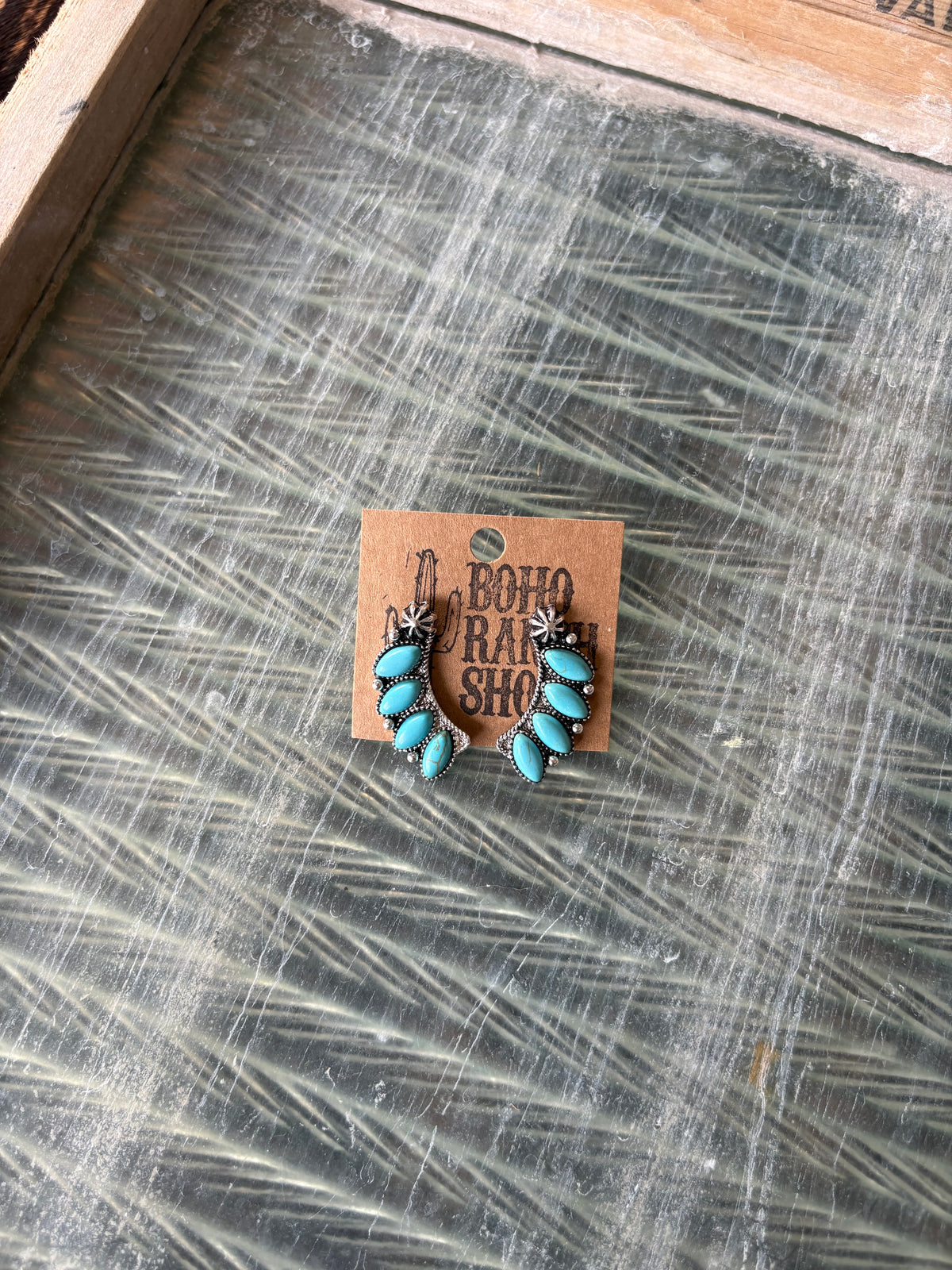 FAUX Turquoise Tiered Studs