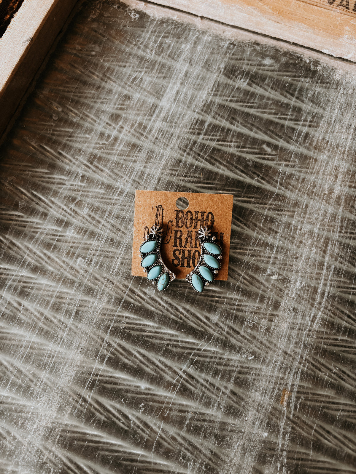 FAUX Turquoise Tiered Studs