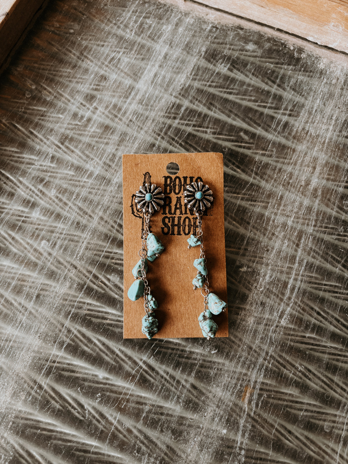 FAUX Concho Chip Dangle Earrings