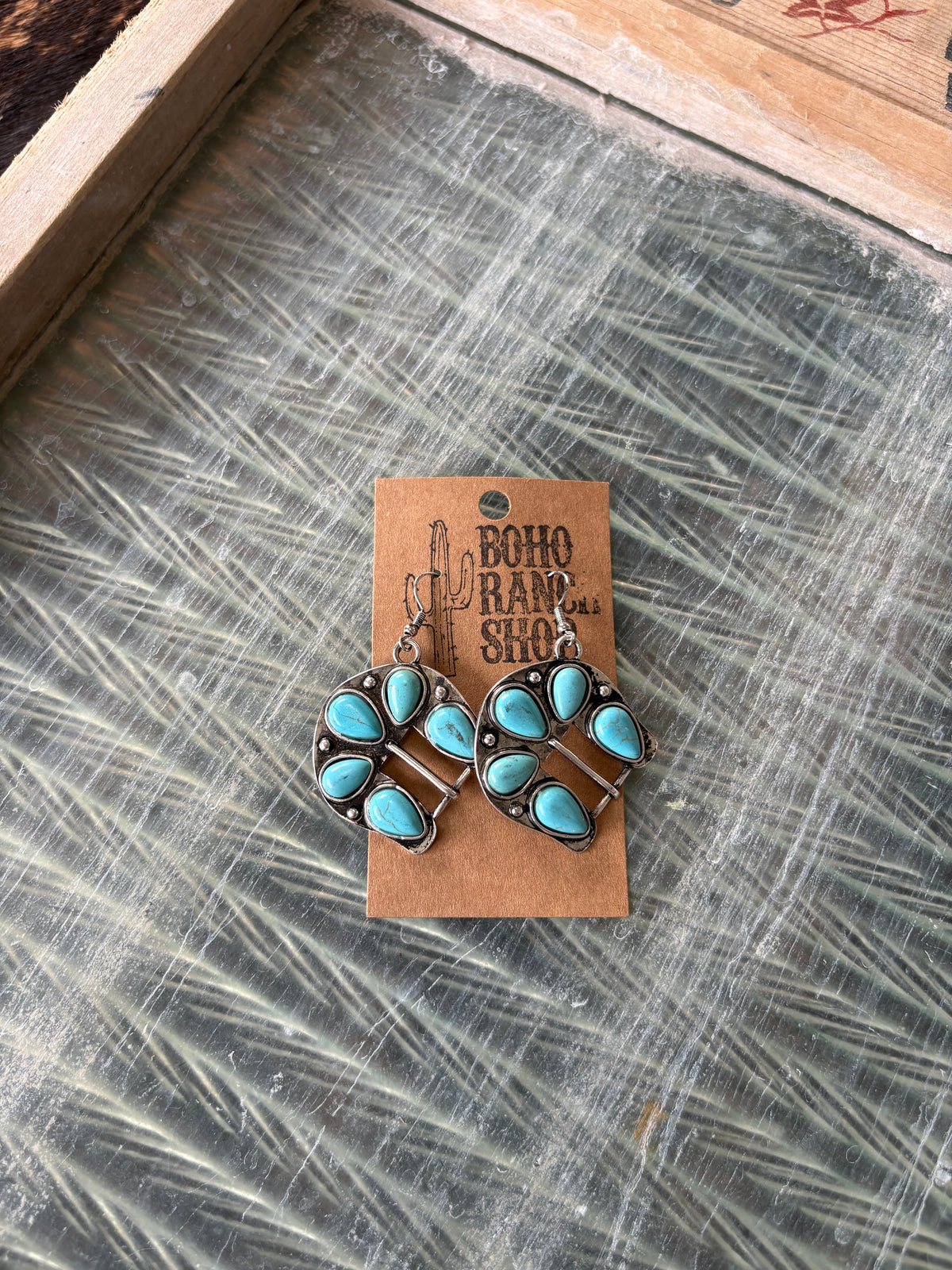 FAUX Turquoise Buckle Earrings