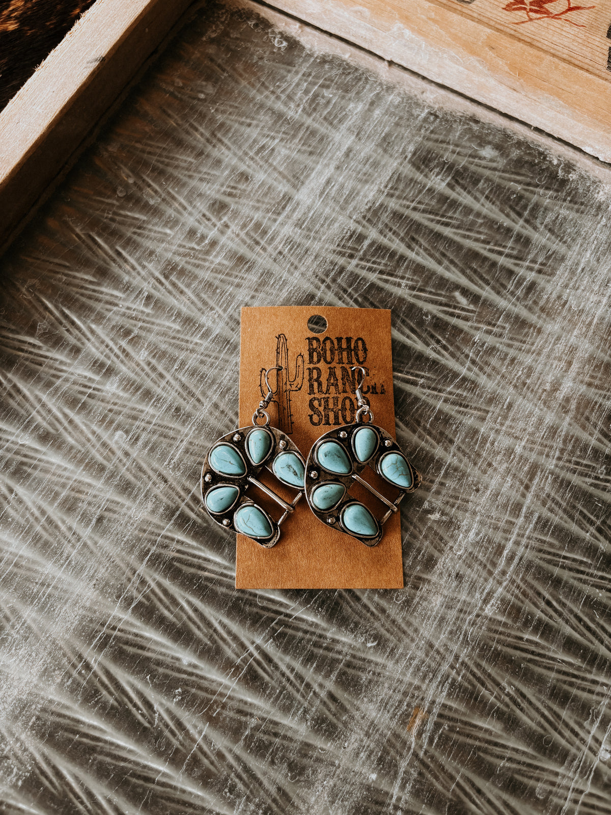 FAUX Turquoise Buckle Earrings